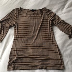 Brown Quarter Sleeve Shirt with Black Stripes